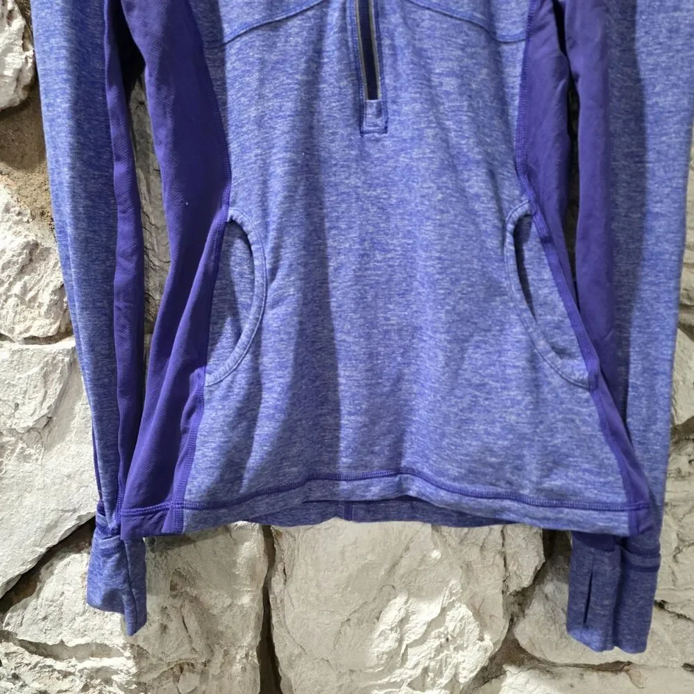 Lululemon Pace Pusher Womens Stretch 1/4 Zip Blue Pockets Pullover Sweatshirt 6